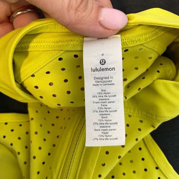 Lululemon Unleash Strength Bra Medium Support, B/C Cup Yellow Serpentine 4 Gym - Picture 3 of 9